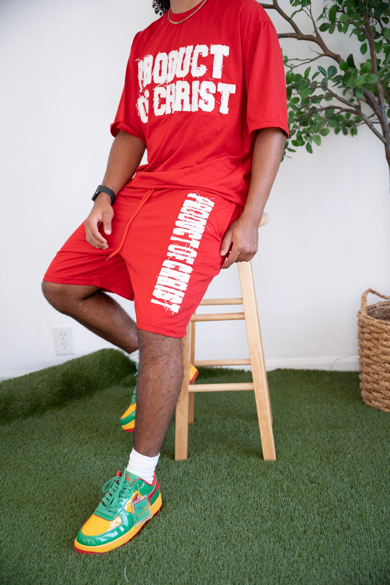 RED PRODUCT OF CHRIST SHORTS