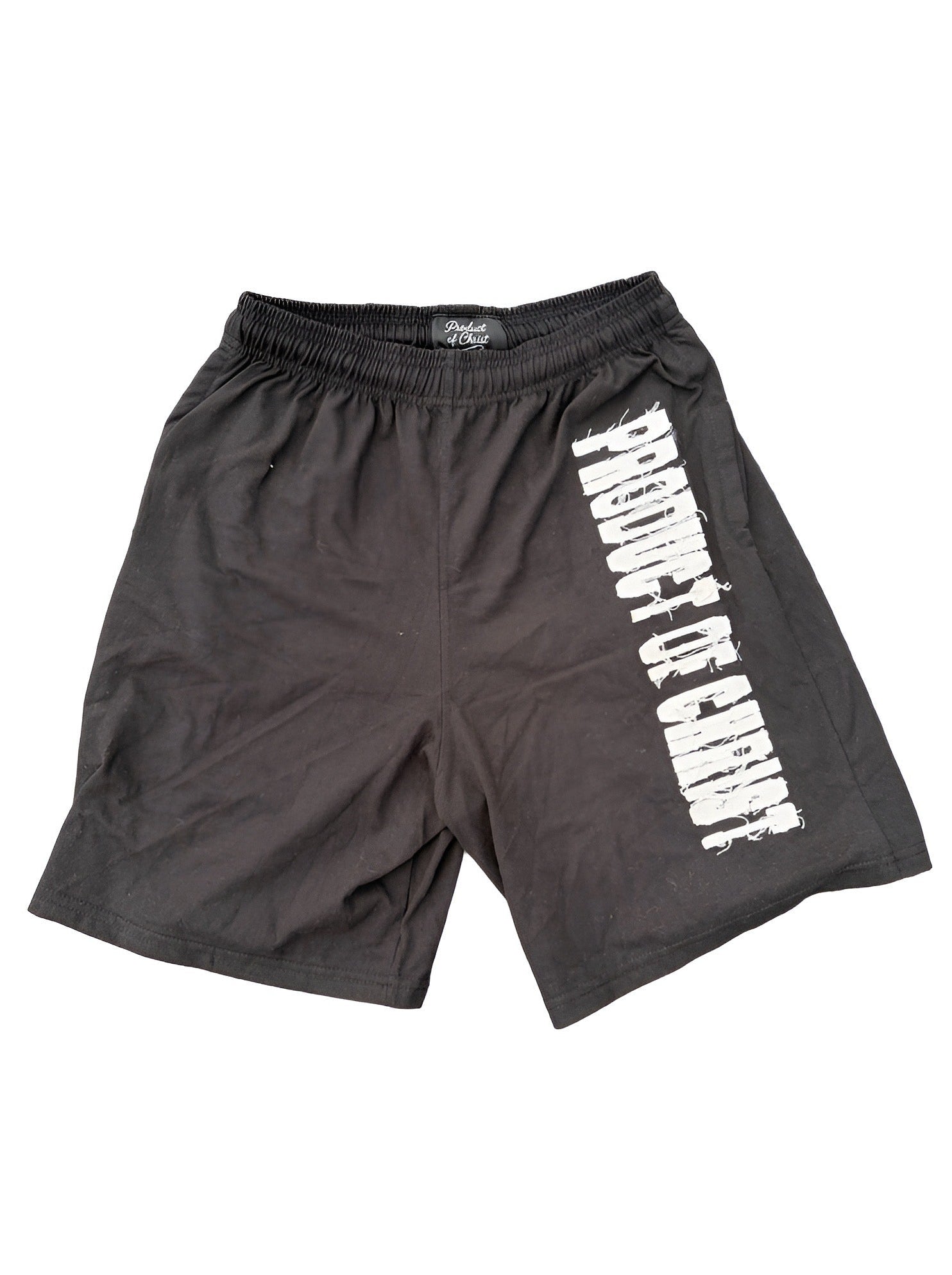 BLACK PRODUCT OF CHRIST SHORTS