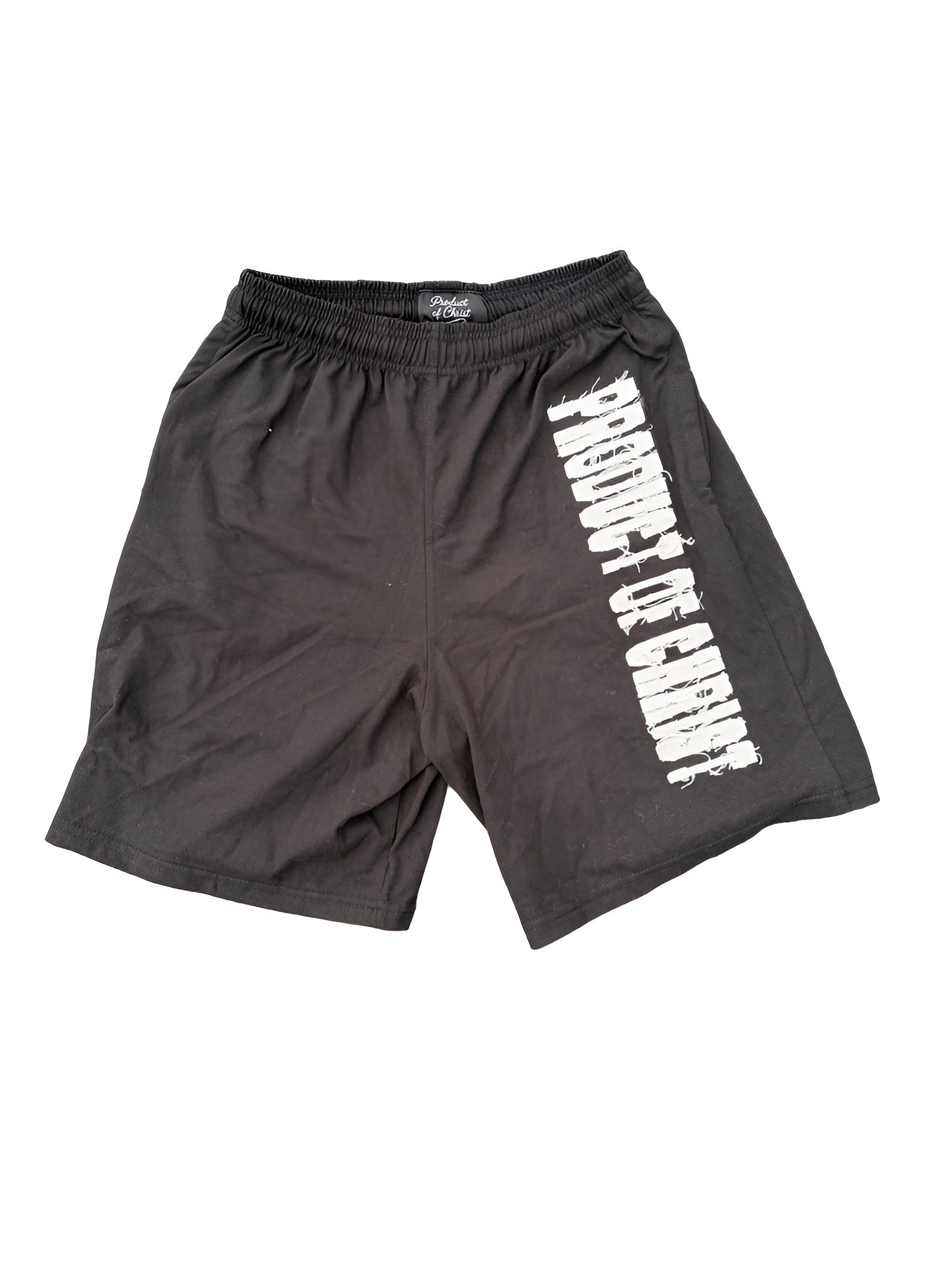 BLACK PRODUCT OF CHRIST SHORTS
