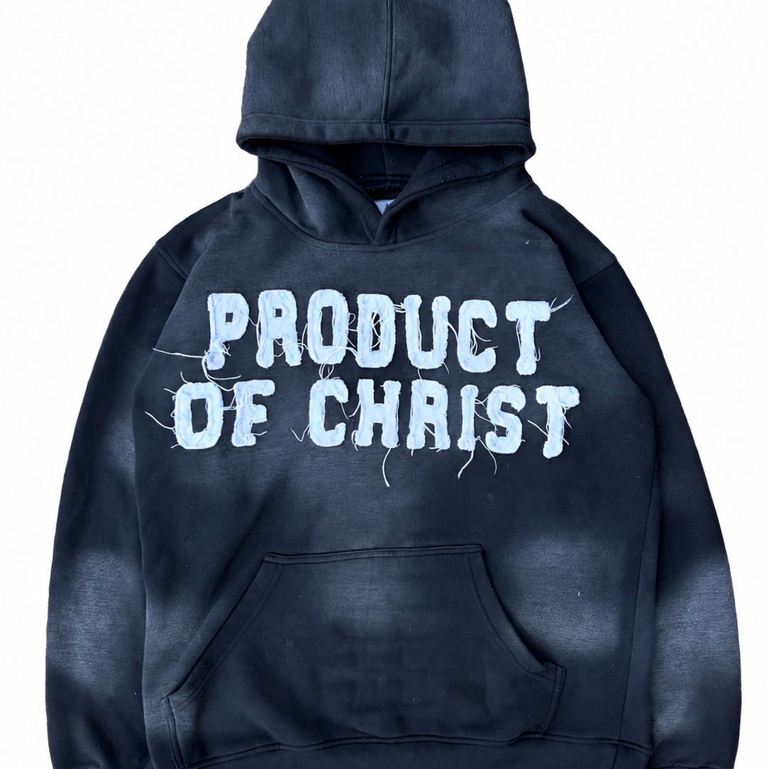 BLACK PRODUCT OF CHRIST HOODIE